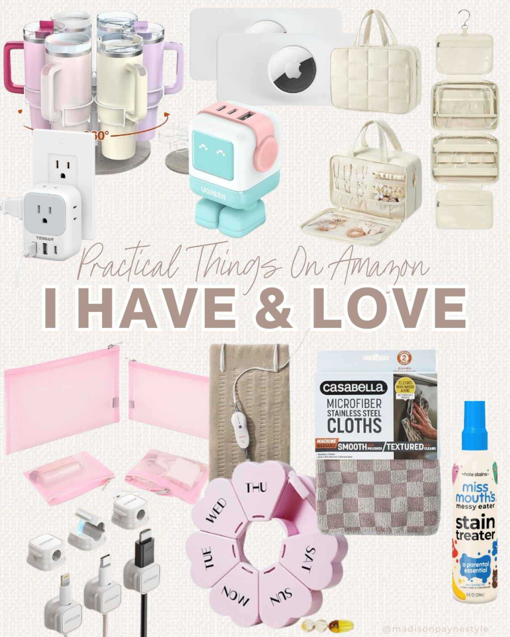Amazon items I own and love under $35 🥰 practical things on Amazon that I love like the tumbler organizer, Bagsmart toiletry bag, microfiber towels, cable management, mesh travel pouches, and more! 

Amazon, practical items, Amazon home, Amazon travel, Bagsmart, Amazon finds, Amazon style, Madison Payne 

#LTKFindsUnder50 #LTKHome #LTKTravel