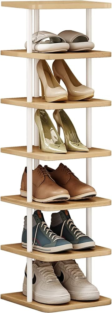 Amazon.com: SORCEDAS Shoe Rack Organizer 7 Tier Vertical Storage Stand Narrow Shelf for Small Spa... | Amazon (US)