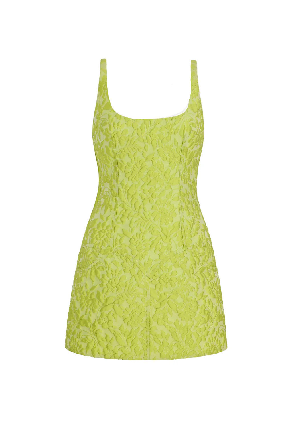 Eliezer Dress in Lime Green Embossed Cloque | Over The Moon