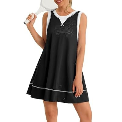 Fisoew Womens Open Back Workout Dress Sleeveless V Neck Backless Breathable Lightweigh… | Amazon (US)