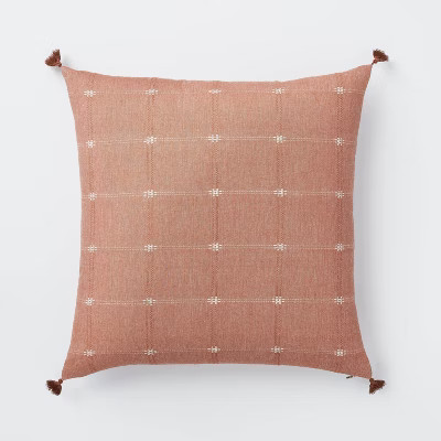 Woven Dobby Square Throw Pillow with Corner Tassels Red/Cream - Threshold™ designed with St... | Target