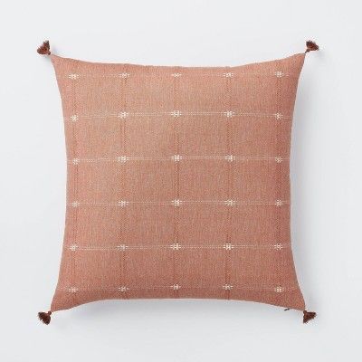 Woven Dobby Square Throw Pillow with Corner Tassels Red/Cream - Threshold™ designed with Studio... | Target