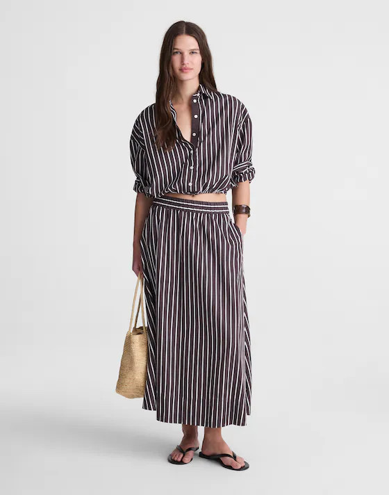 A-Line Midi Skirt in Poplin | Madewell