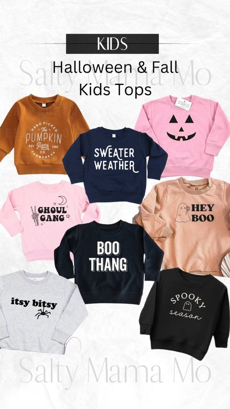 Kids Halloween & Fall Tops. Sweater weather. Jack O Lantern. Hey Boo. Ghoul Gang. Pumpkin Patch. Hey Boo. Spooky Season. Itsy Bitsy.  Boo Thang. Spooky tops. Etsy Finds. 

#LTKSeasonal #LTKkids #LTKHalloween
