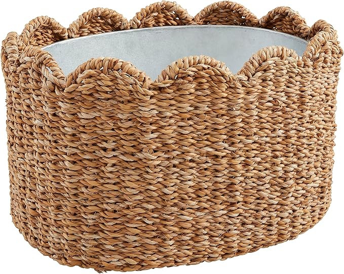 Mud Pie Scallop Woven Party Tub, 16' x 10" x 12", TAN | Amazon (US)