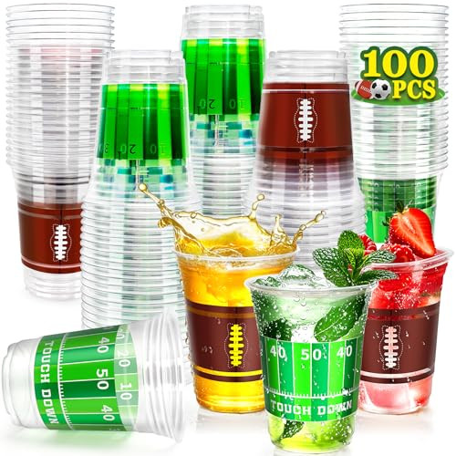 100 Pcs 16oz Football Plastic Cups, Football Party Supplies, Perfect Disposable Superbowl Party D... | Amazon (US)