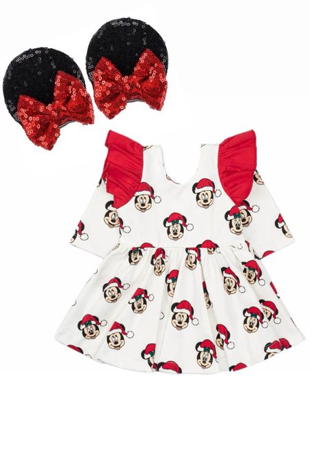 Disney toddler outfit & Minnie bow clips