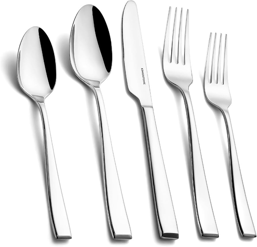 KINGSTONE Mirror Polish Silverware Set for 8, 40-Piece 18/10 Stainless Steel Flatware Set, Dishwa... | Amazon (US)