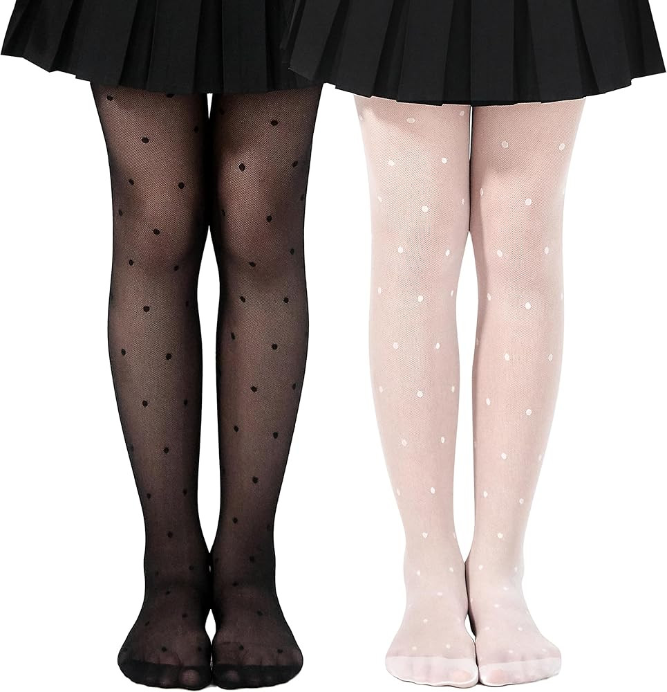 LOLANTA Girls Sheer Tights 2 Pack Heart Polka Dot Patterned Stockings Kids Soft Lightweight Stret... | Amazon (US)