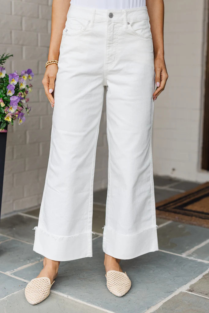 KanCan: All For Joy White Cropped Wide Leg Jeans | The Mint Julep Boutique
