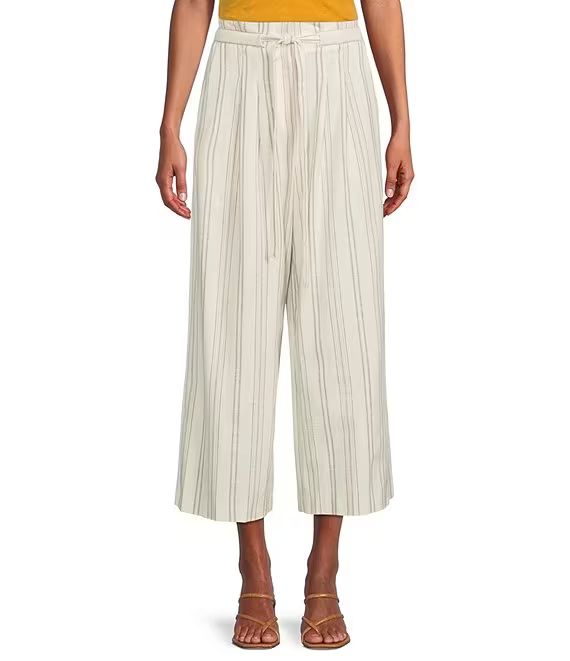 Cassie Stripe Woven Wide Leg Tie Belt Coordinating Crop Pants | Dillard's