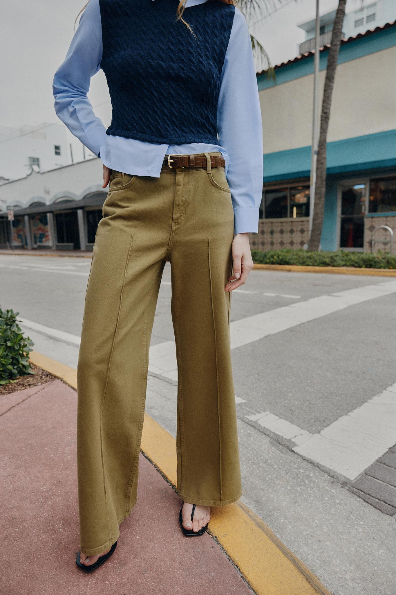 Z1975 WIDE LEG BELTED JEANS | Zara US
