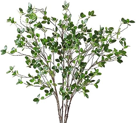 Htmeing Artificial Eucalytus Green Branches Faux Ficus Twig Home Office Shop Decoration (5 pcs) | Amazon (US)
