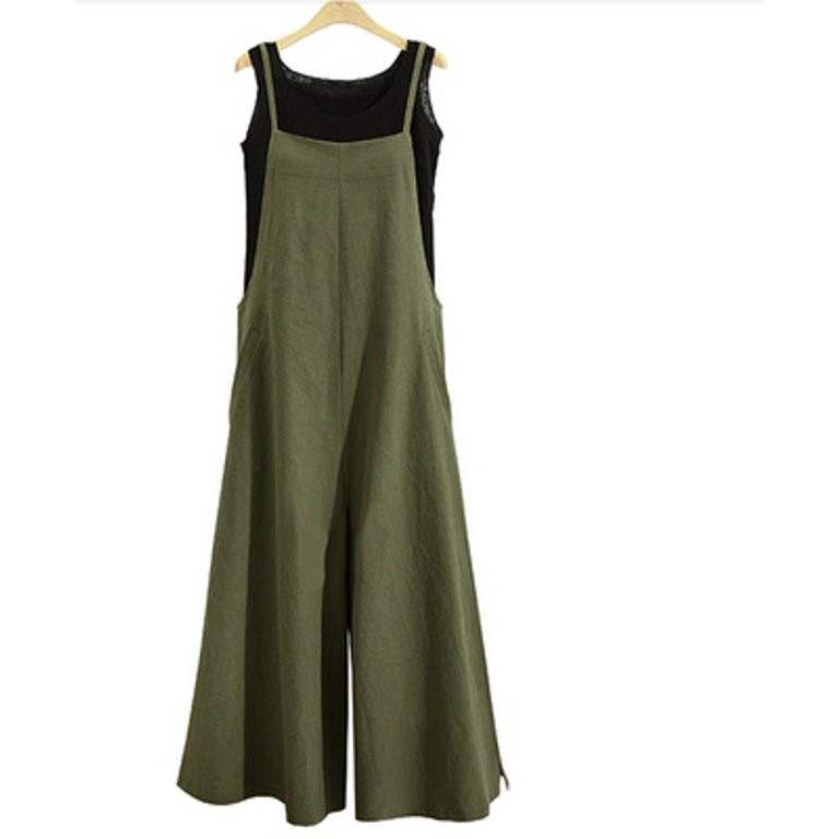 Women Loose Solid Color Strap Wide Leg Pants Casual Jumpsuit | Walmart (US)