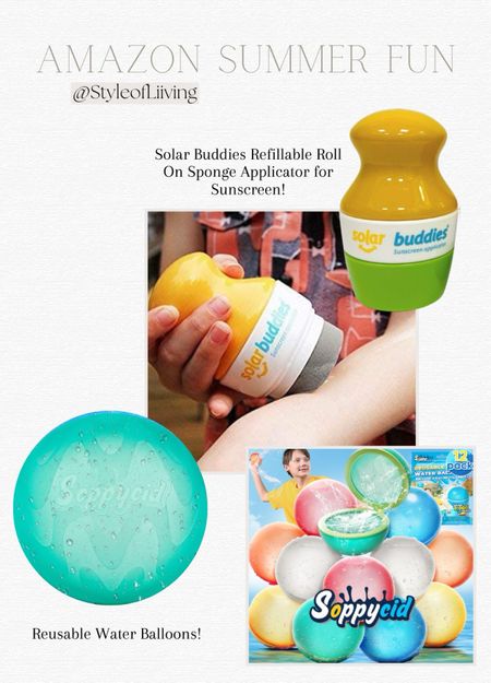 Reusable water balloons for kids, sponge applicator for sunscreen. Summer fun! #amazonfinds #founditonamazon

#LTKSaleAlert #LTKSeasonal #LTKKids