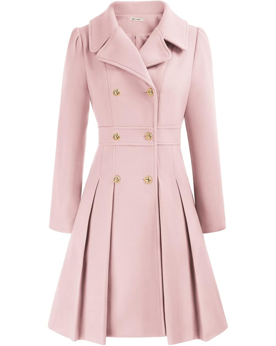 GRACE KARIN Women's Trench Coat Notch Lapel Double Breasted Thick A Line Pea Coats Jacket with Po... | Amazon (US)