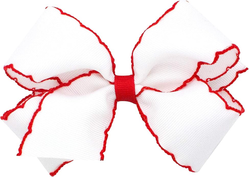 Wee Ones Baby Girls' Medium Classic Grosgrain Moonstitch Hair Bow on a WeeStay Clip | Amazon (US)