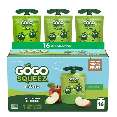 GoGo squeeZ No Sugar Added Apple Applesauce & Fruit Puree Pouches, 3.2 oz (16 Pack) | Walmart (US)