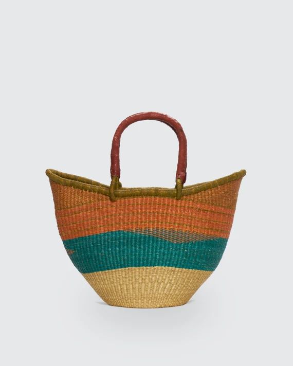 Shopper Bag Woven Market Basket Bag With Leather Handles | Etsy | Etsy (US)