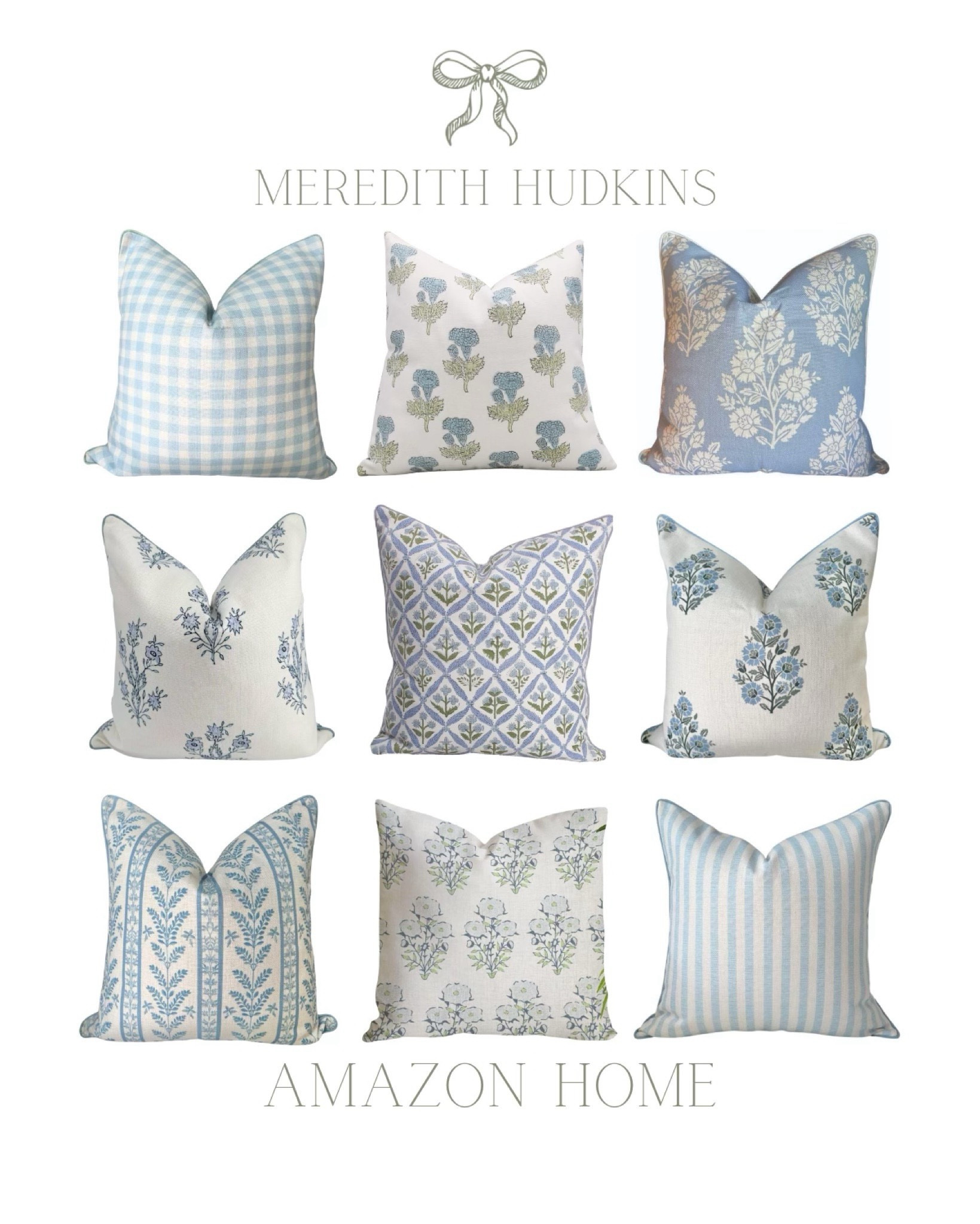 meredith hudkins, preppy style, classic style, timeless home decor, throw pillow, accent pillow, blockprint pillow, blue and white home, coastal home decor, stripe pillow, gingham pillow, floral pillow, living room, bedroom, entryway, 

#LTKFindsUnder100 #LTKSaleAlert #LTKHome