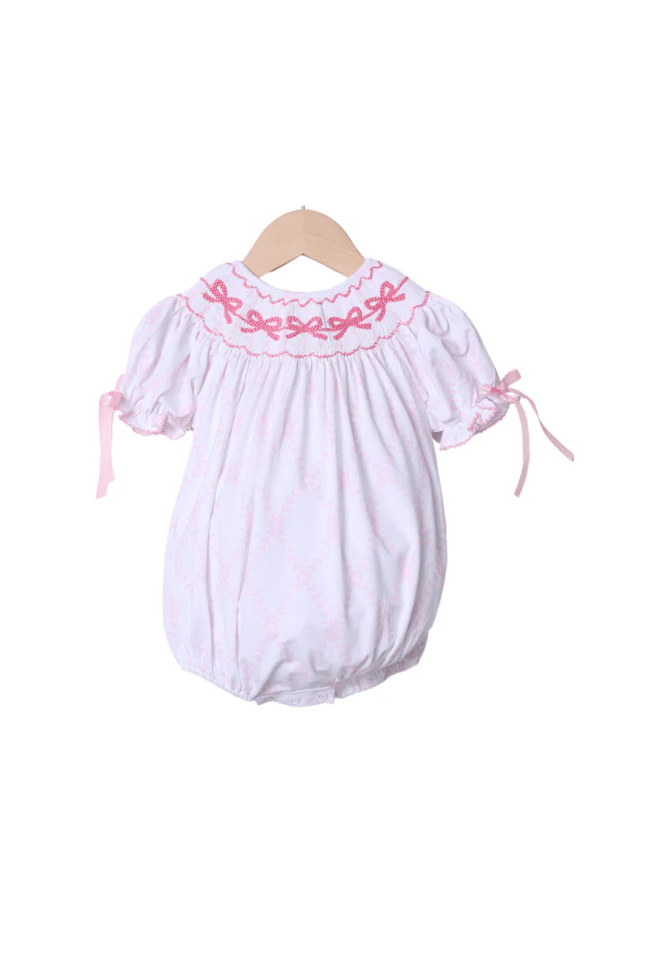 Smocked Classic Bow Floral Trellis Bubble | The Smocked Flamingo