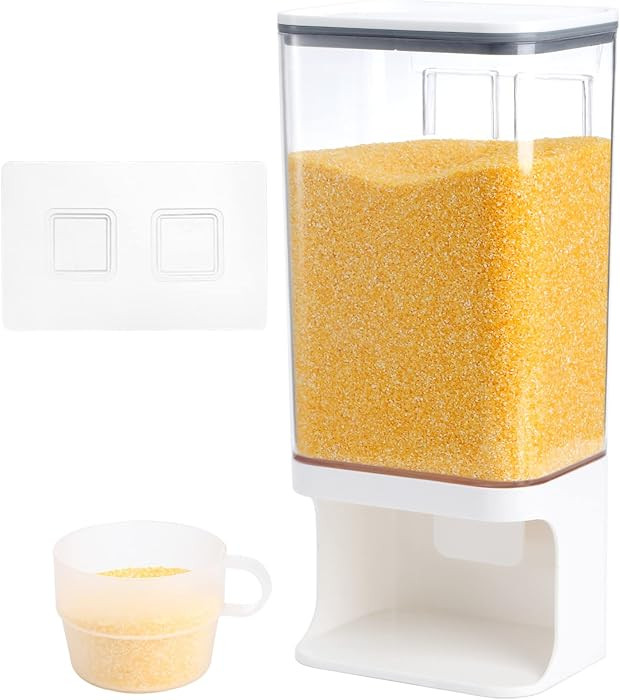 AVLA Rice Dispenser, Wall-Mounted Laundry Detergent Container, Cereal Dry Food Storage Bucket wit... | Amazon (US)