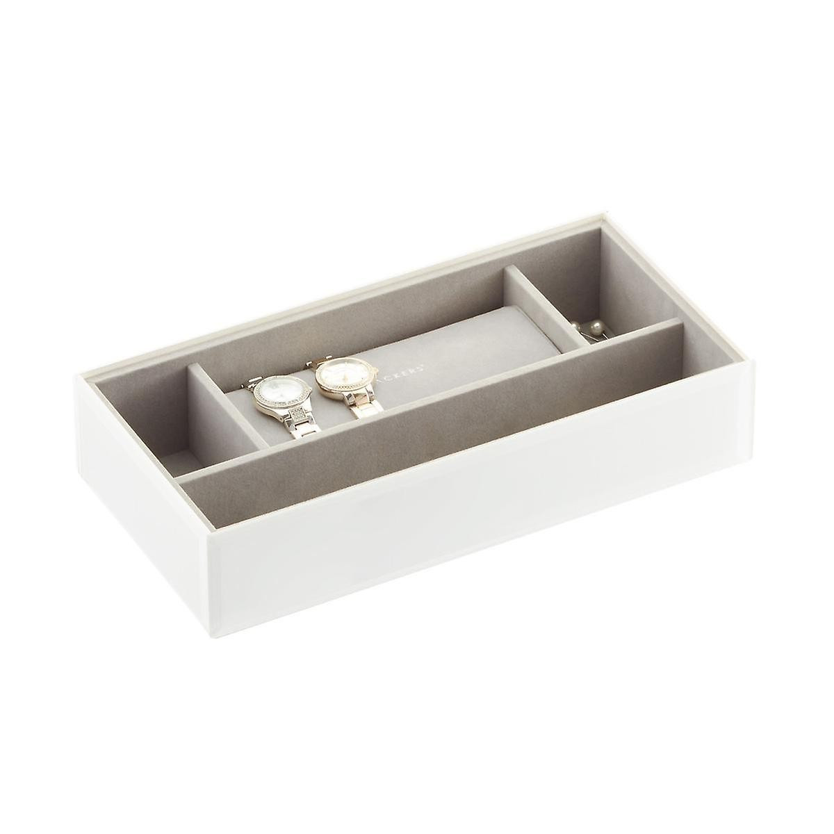 Glass Deep 4-Section Stackers White | The Container Store