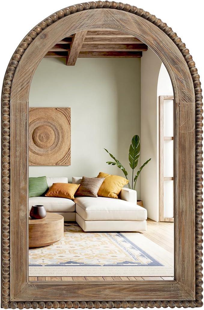 LuxenHome Arch Wall Mirror, 26"x40" Wood Framed Wall Mirrors, Farmhouse Decorative Wooden Mirror,... | Amazon (US)