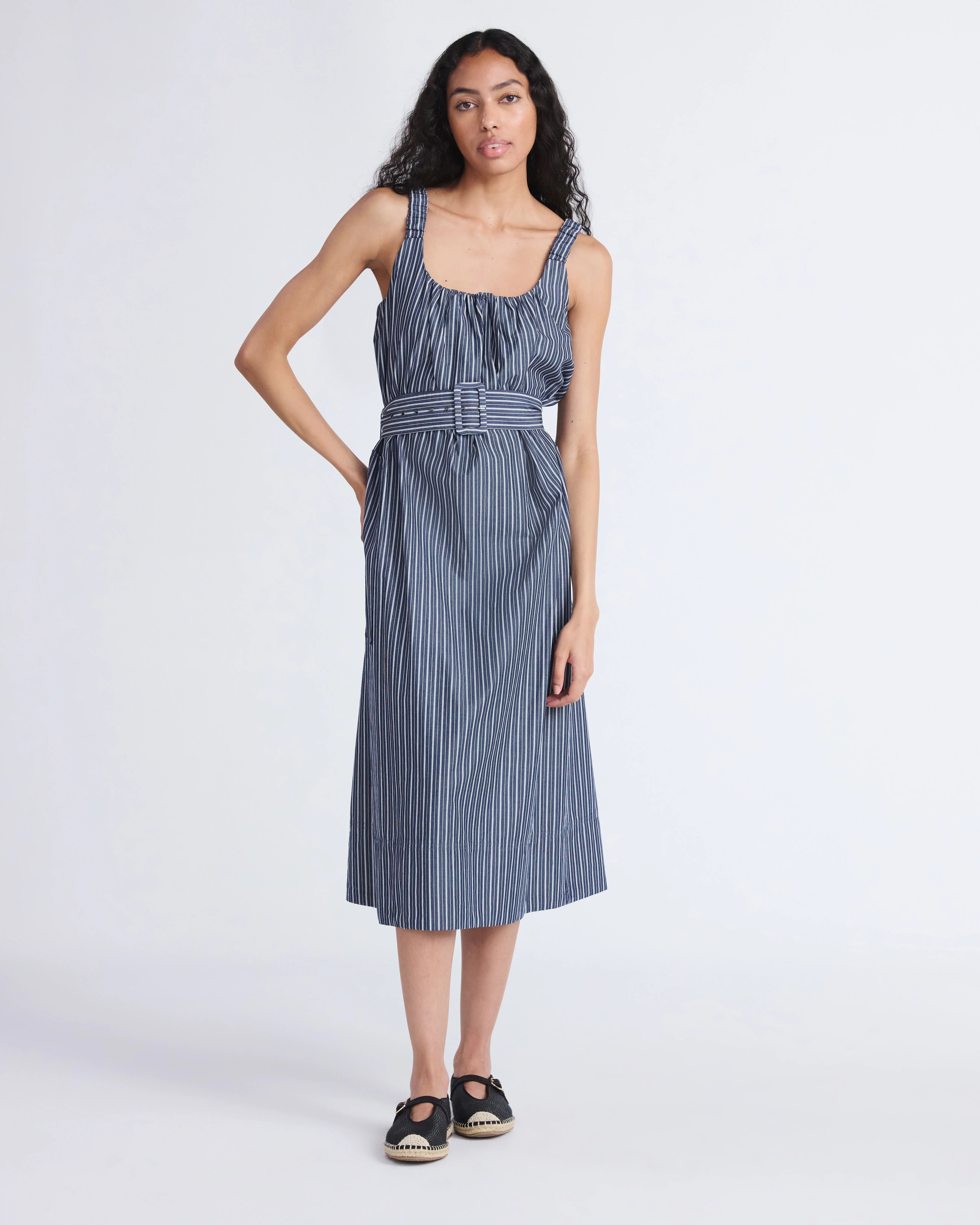 Free Assembly Women's and Women's Plus Belted Cotton Utility Midi Dress, Sizes XS-4X | Walmart (US)