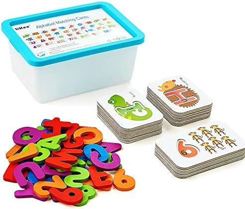 LiKee Alphabet Number Flash Cards Wooden Letter Puzzle ABC Sight Words Match Games Animal Countin... | Amazon (US)