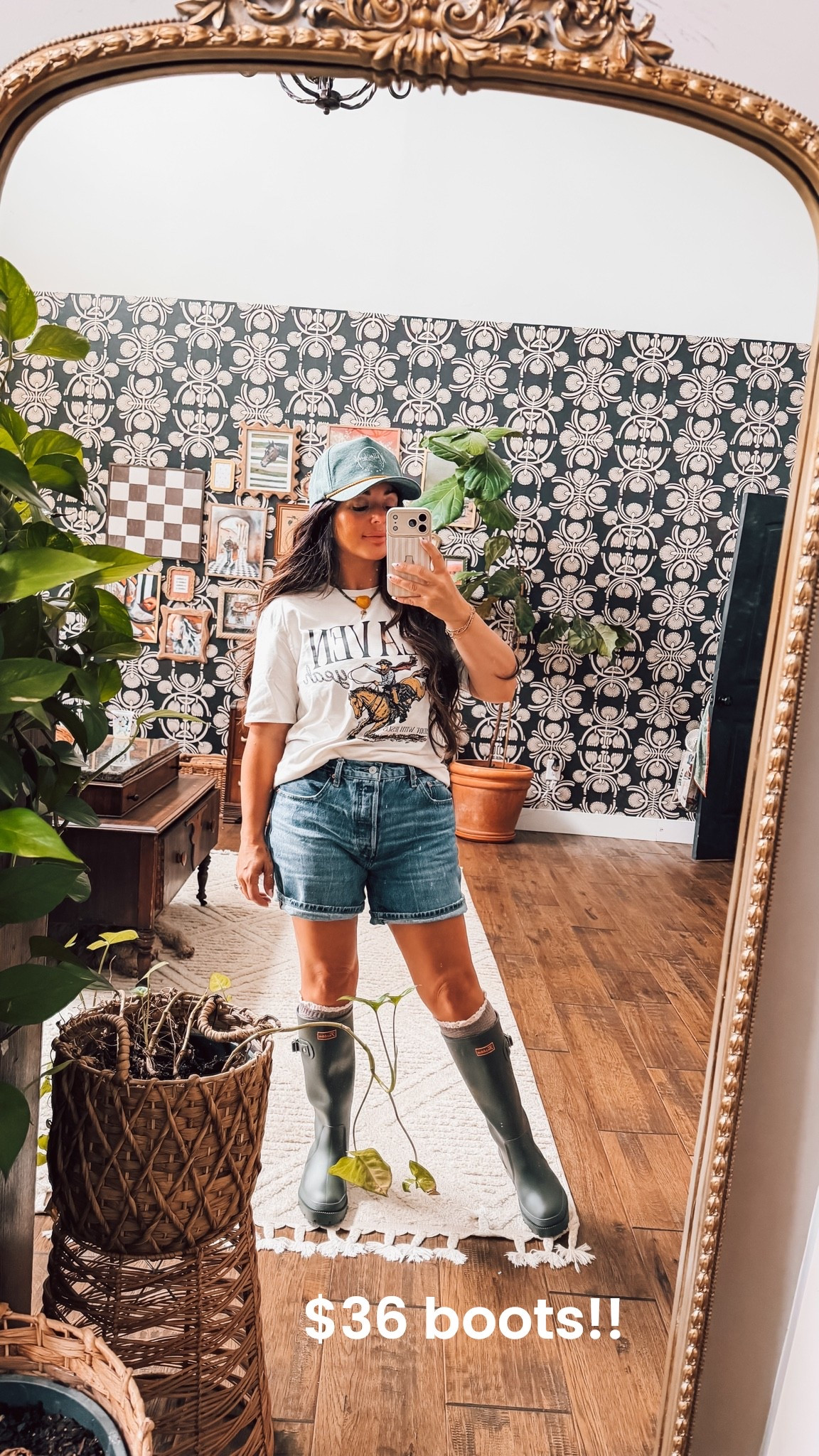 Fall transition outfit great for a rainy summer day! Levi’s shorts are a fav and these boots look Nordstrom but are only $36 on Amazon sooo good