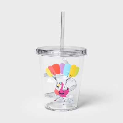 14oz Plastic Flamingo Swirly Straw Tumbler - Sun Squad™ | Target