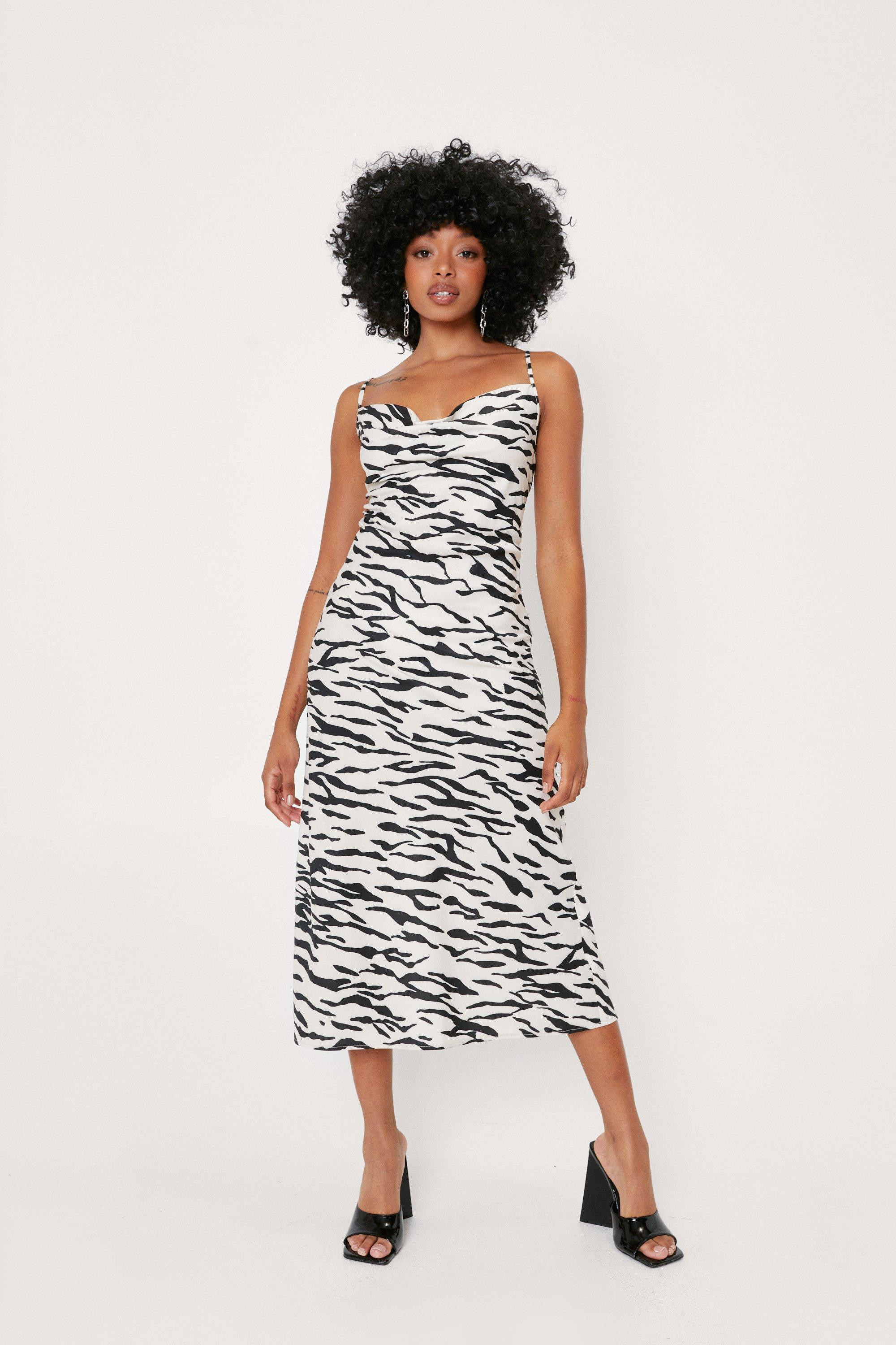 Womens Petite Cowl Neck Slip Midi Dress - Cream - 2 | Nasty Gal (US)