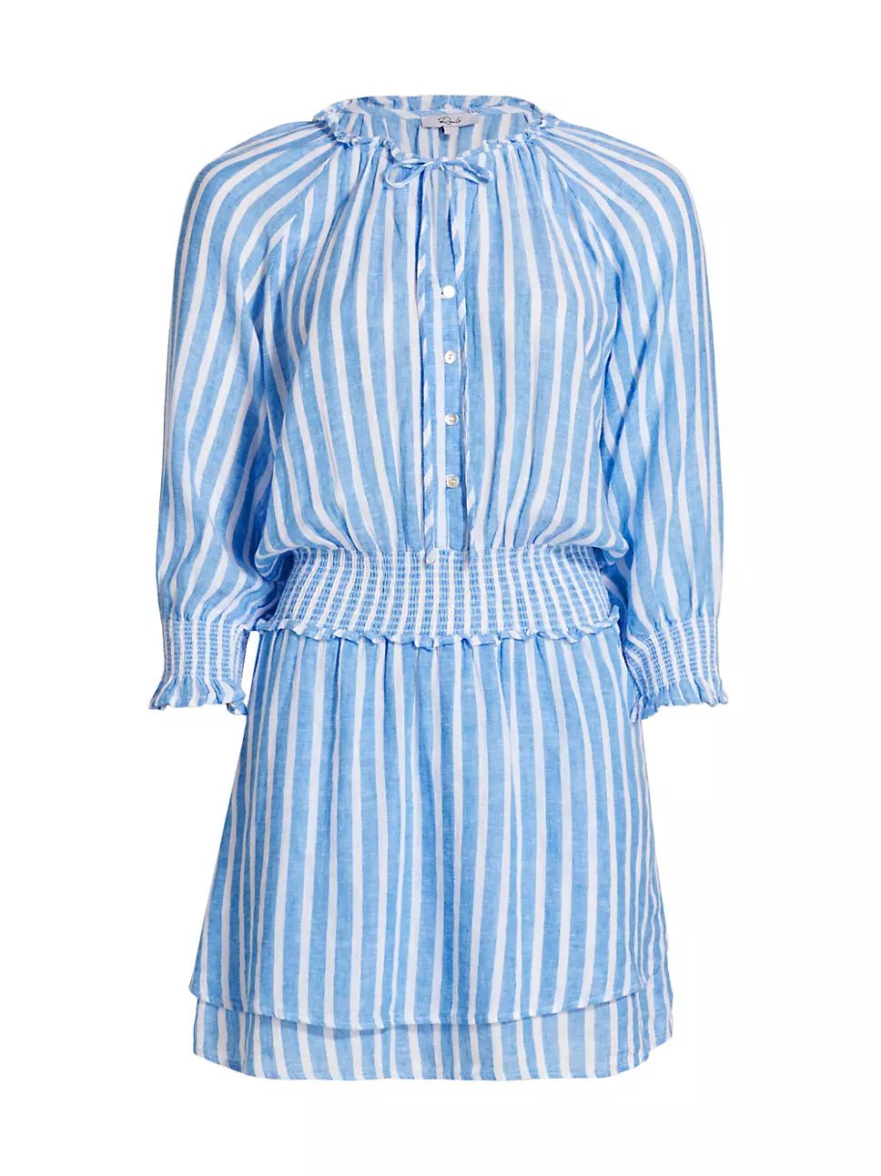 Crystal Linen-Blend Striped Minidress | Saks Fifth Avenue