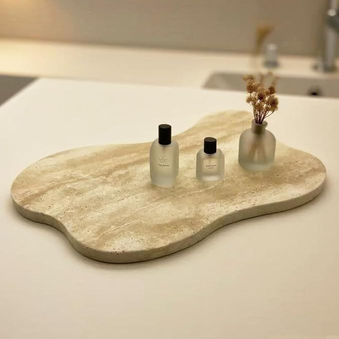 Natural Travertine Tray Luxury Travertine Vanity Organizer Cloud Shape for Bathroom Kitchen Count... | Amazon (US)