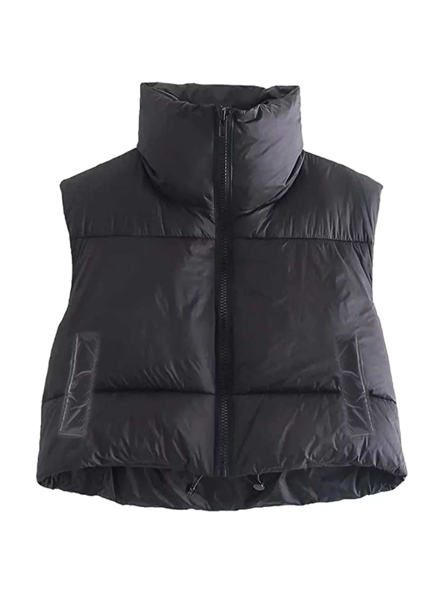 Women Winter Warm Crop Waistcoat, Sleeveless Stand Collar Double Sided Lightweight Puffer Vest | Walmart (US)