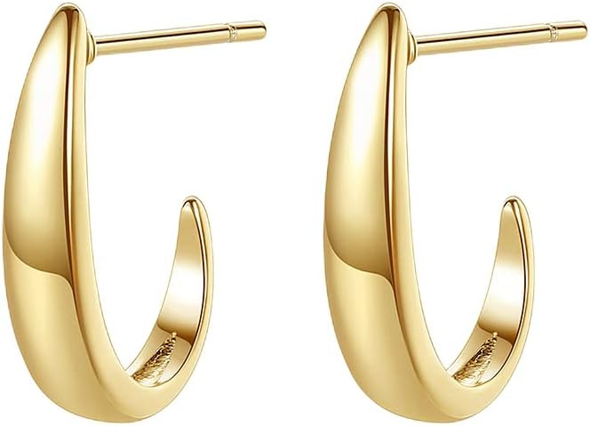 Efashion Women's 925 Sterling Silver 14K Gold Plated Drop Earrings Delicate and Simple Earrings | Amazon (US)