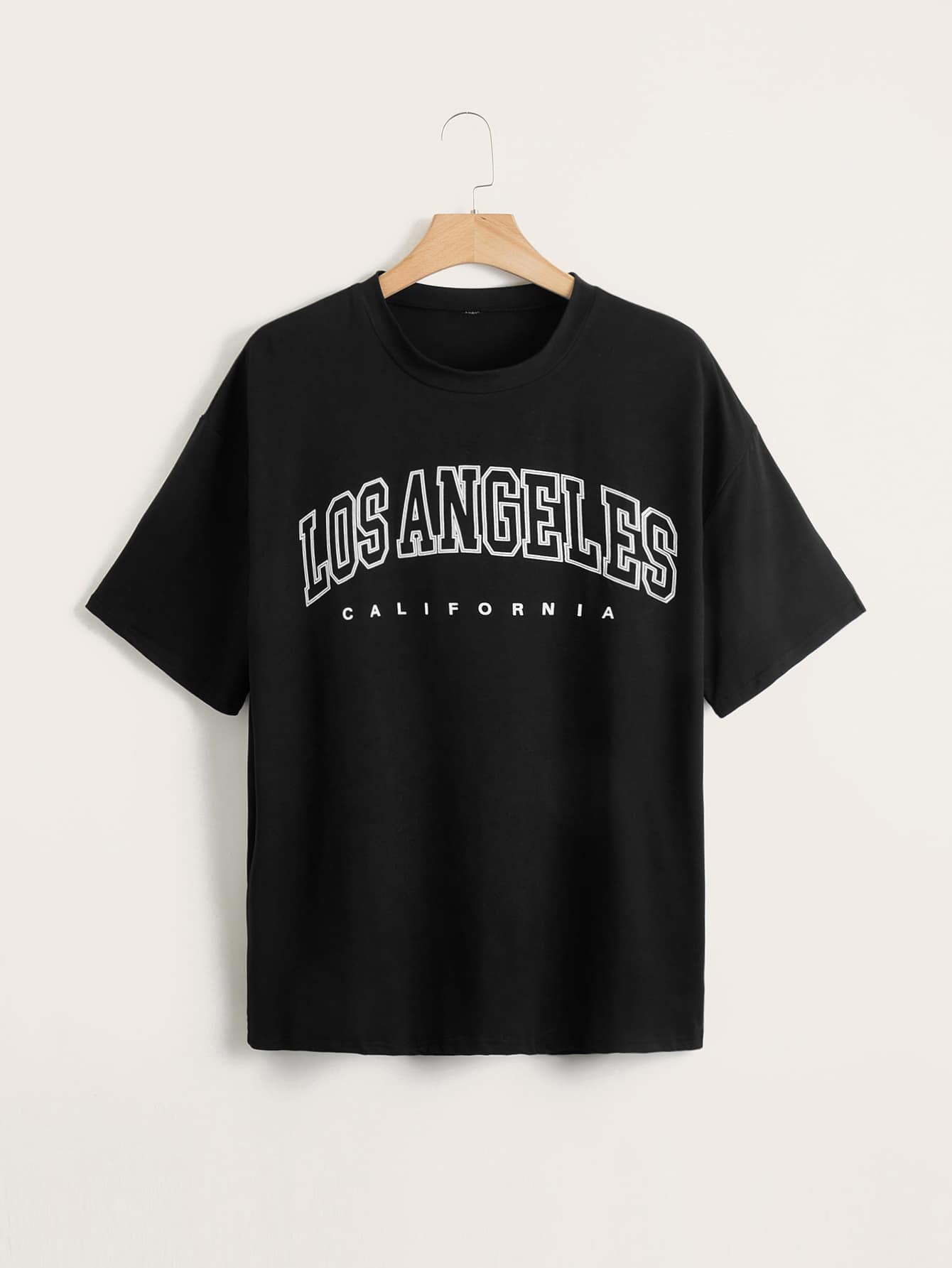 SHEIN EZwear Plus Letter Graphic Drop Shoulder Tee | SHEIN