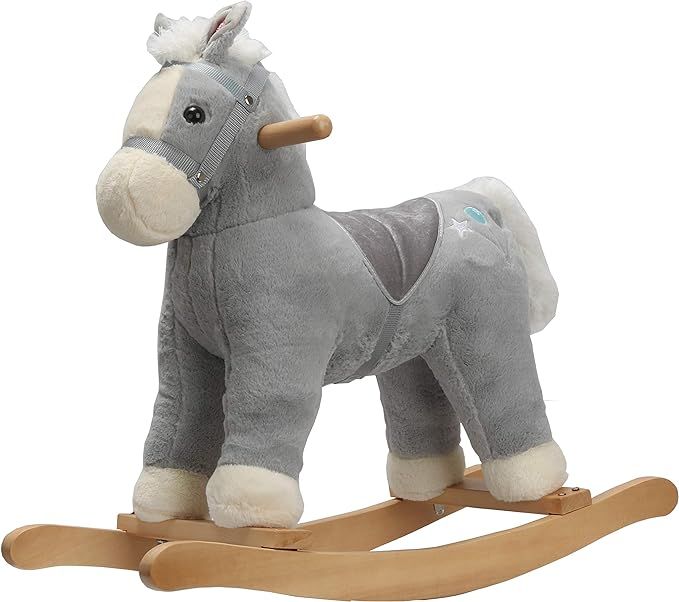Rock My Baby Pony Rocking Horse, Plush Stuffed Animal Rocker, Wooden Rocking Pony, Animal Ride on... | Amazon (US)