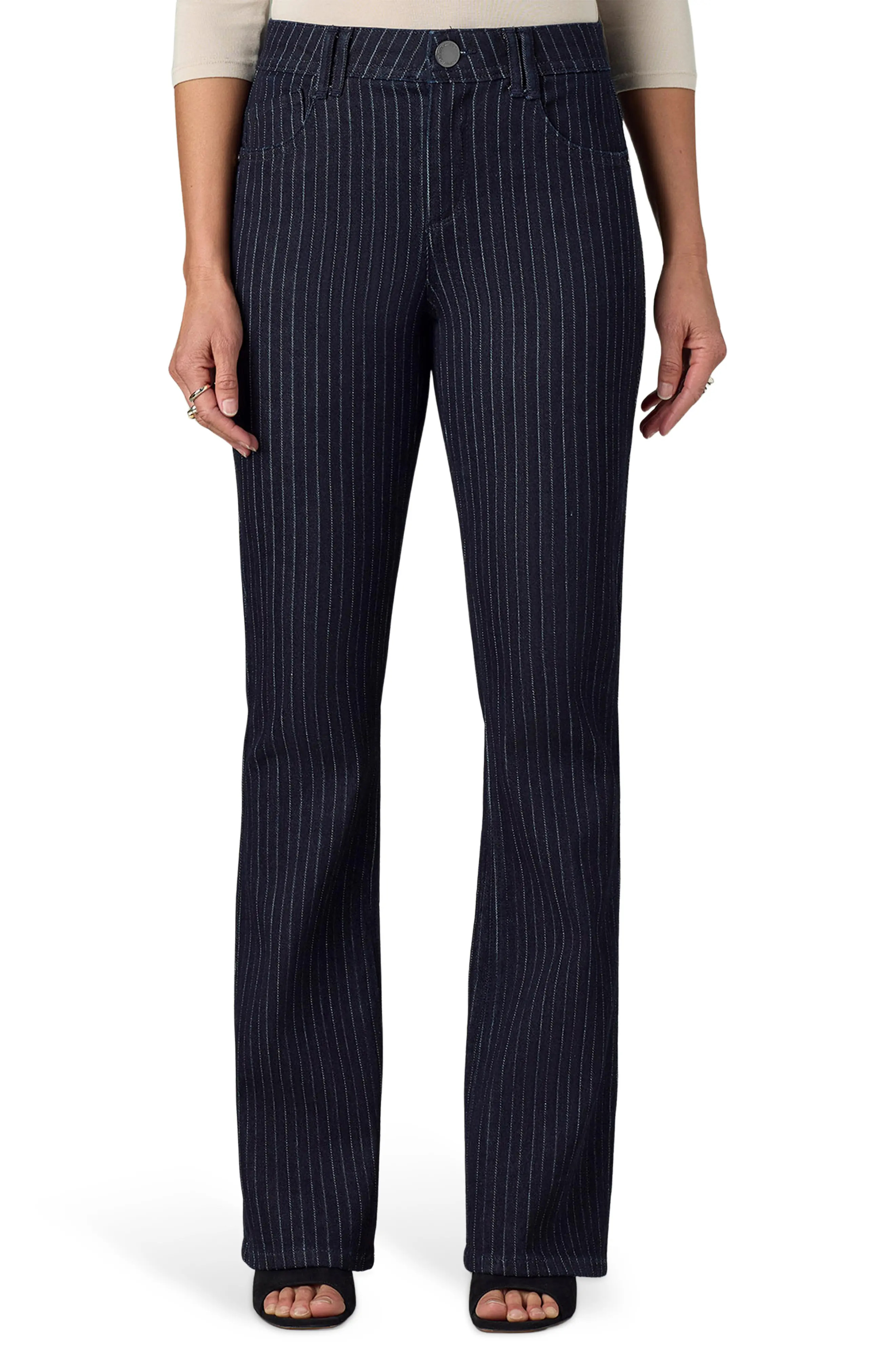 Brittany Pinstriped High Waist Itty Bitty Bootcut Jeans (Women) | Nordstrom | Nordstrom