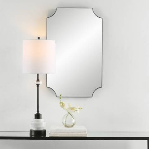 Cinnabar Road Saville Satin Black 20" x 32" Wall Mirror | Lamps Plus