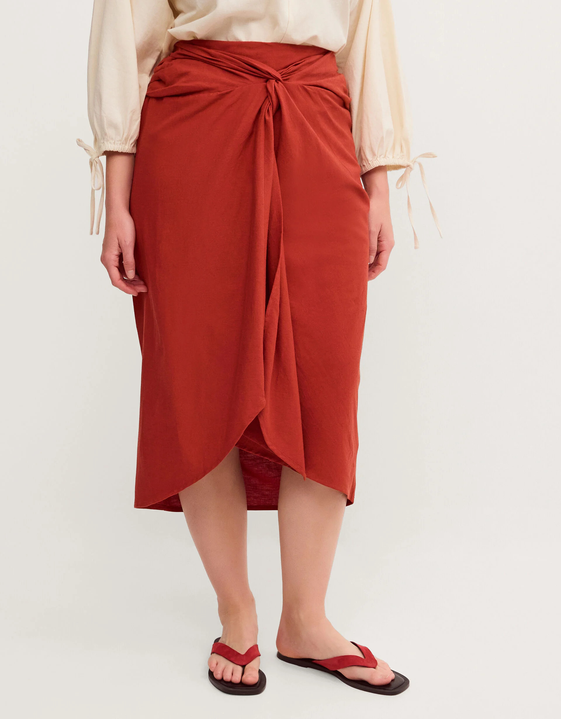 Callie Thorpe x Monsoon Linen Blend Sarong Skirt Orange | Monsoon (UK)