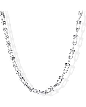 BG&WLing 18K Gold Plated Paperclip Necklace for Women Chunky Stainless Steel Link Chain Necklace ... | Amazon (US)