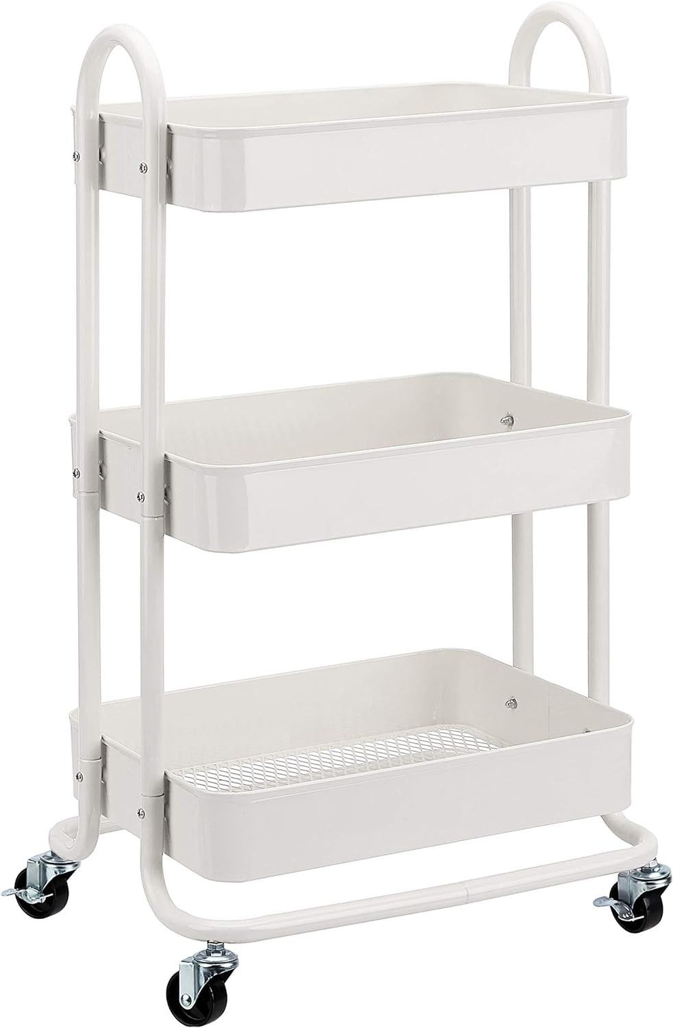 Amazon Basics 3-Tier Rolling Utility or Kitchen Cart, Lockable Wheels, Multifunctional Storage, W... | Amazon (US)