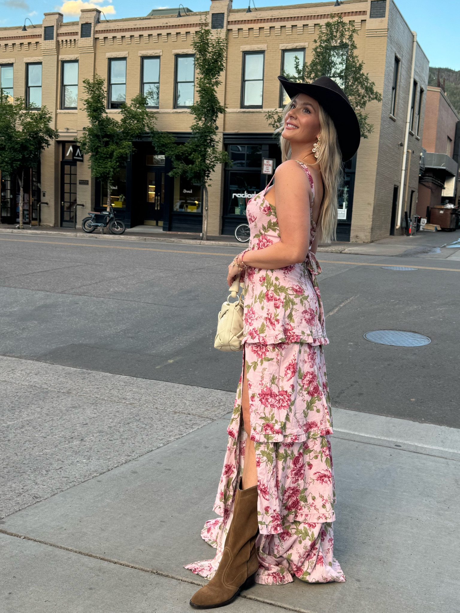 Gorgeous tired lace up gown with a slit would be a beautiful quality wedding guest dress for fall, spring, or summer available in xxs-3X! Dress up with heels or down with a western boot 

#LTKWedding #LTKSeasonal