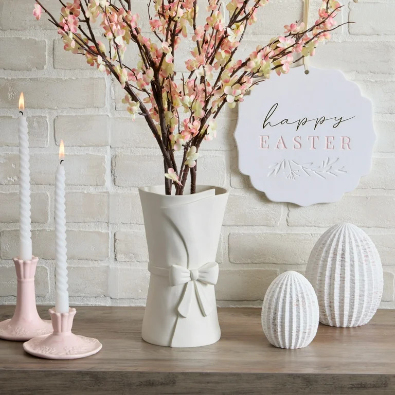 Medium White Terracotta Egg Decoration, 4.62 in, by My Texas House | Walmart (US)