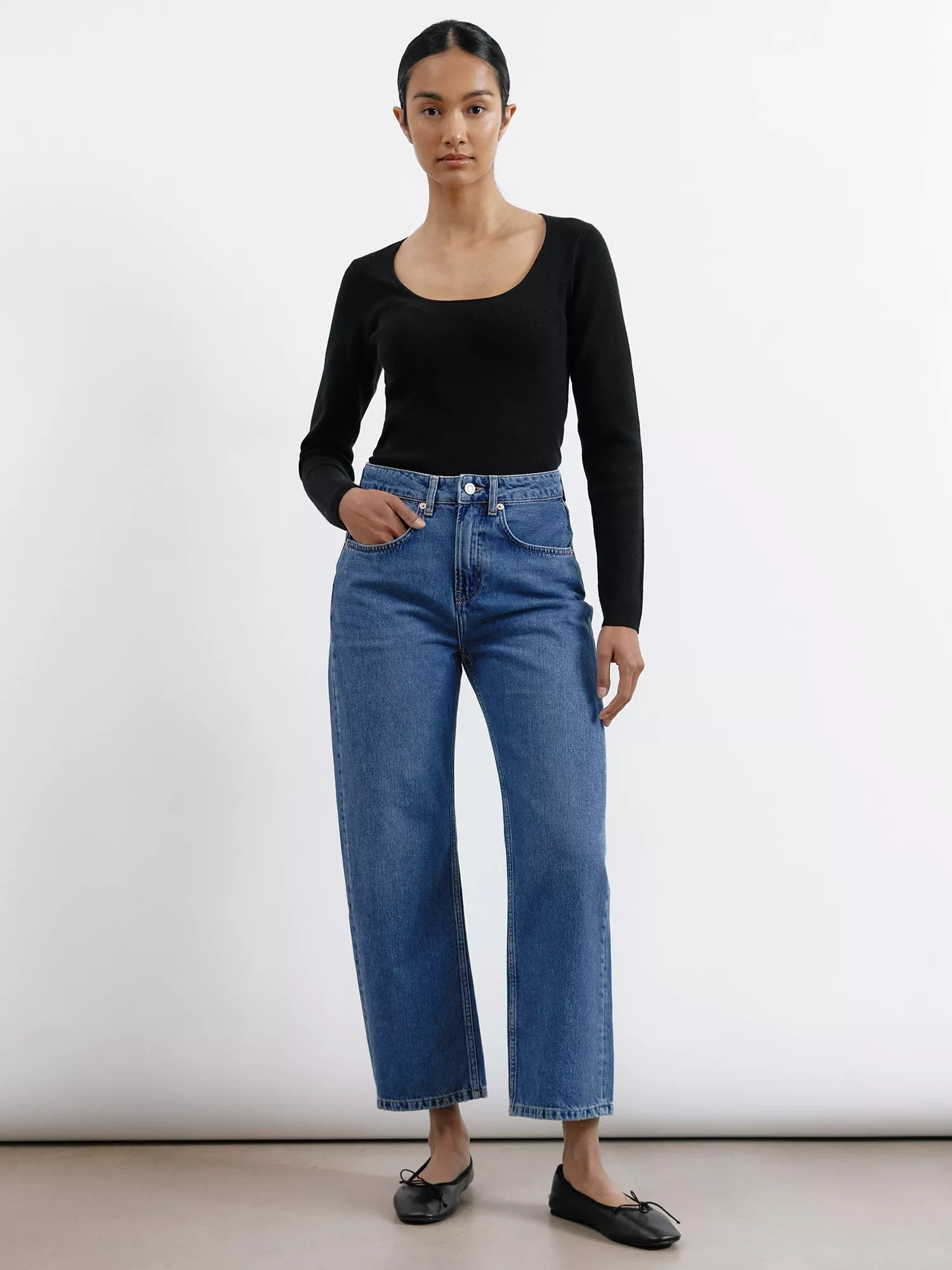 AlbarayOrganic Cotton Boyfriend Jeans, Indigo | John Lewis (UK)