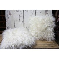 2 White Fluffy Shag Throw Pillows Modern Mid Century | Etsy (US)