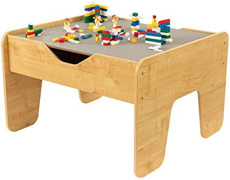 KidKraft Reversible Wooden Activity Table with Board with 195 Building Bricks – Gray & Natural,... | Amazon (US)