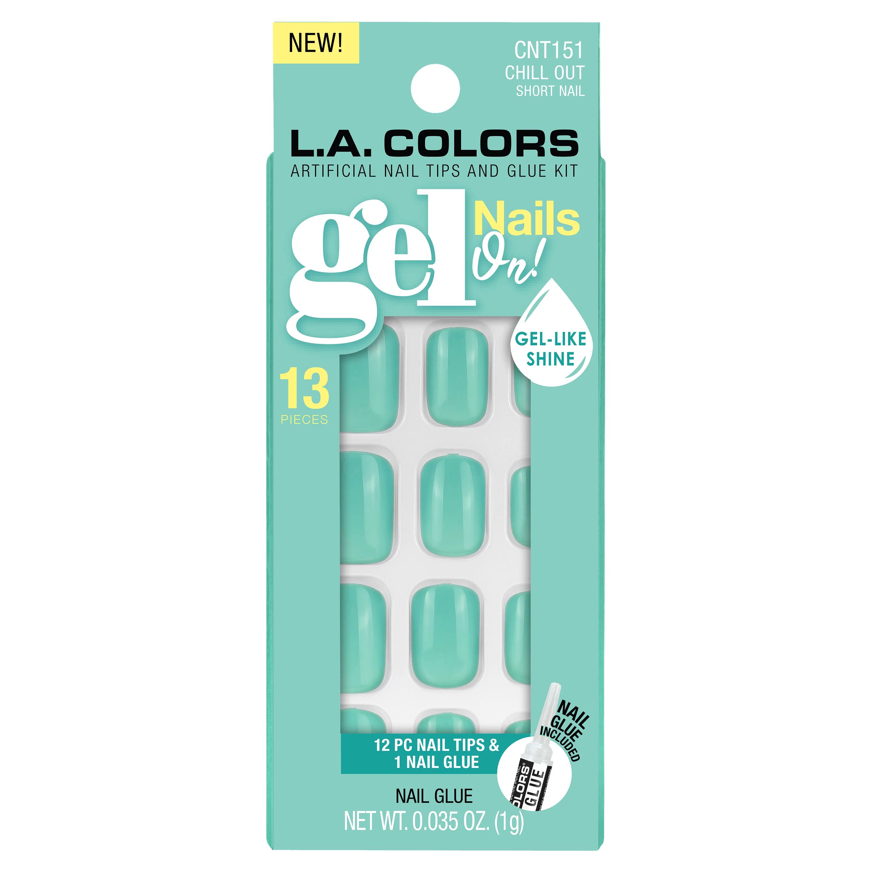 L.A. COLORS Gel Nails On Nail Tips, Chill Out, 13 Pieces - Walmart.com | Walmart (US)